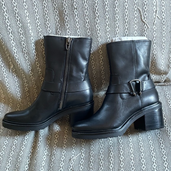 Camros Black Leather Mid-Calf Moto Boots size 8.5 - Picture 6 of 7